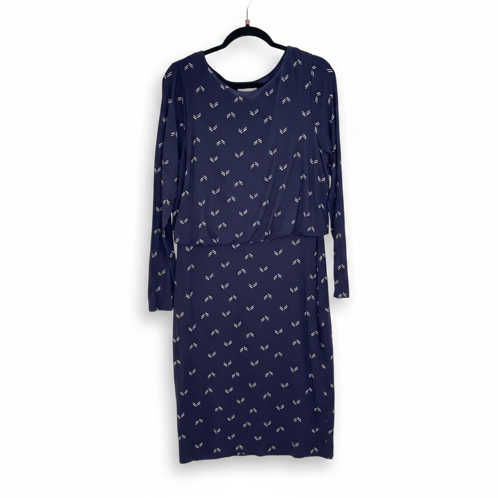 Pure Collection Women's Navy Chevron Print Jersey Blouson Dress Size 8